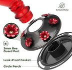 Kingsyard Glass Hummingbird Feeder - 6 Bee Guard Feeding Ports & Ant Moat, 24 oz Leak Proof, Wild Bird Feeder for Outdoors Hanging, Easy to Clean & Refill, Garden Yard Décor, Red