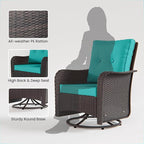 16 Pieces Outdoor Patio Furniture Set Outdoor Furniture Patio Sectional Sofa Conversation Sets w/ETL Approved 45" Gas Outdoor Fire Table & Coffee Table, Swivel Rocking Chair Turquoise.
