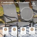 HERA'S HOUSE 5 Pieces Outdoor Dining Sets, Round Table with 4 Armrest Chairs, Patio Table and Chairs for Lawn Porch Backyard Restaurant