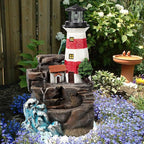 Ferrisland Outdoor Rock Waterfall Fountain Cascading Floor Water Feature Art Decor for Yard Garden Patio Lawn Backyard (Red, 23" H)
