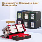 MTG Deck Box with 2 Commander Display and Dice Tray-Patented Design, Double Deck Box for 280+ Single Sleeved Cards, Leather Magnetic Card Storage Box Fits for TCG CCG Magic Cards (Black&Khaki)