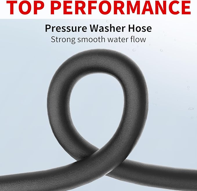 Pressure Washer Hose 100FT, 3/8" for Cold & Hot Water (Up to 140℉) 4800 PSI Kink Resistant Industrial Grade Steel Wire Braided QC Ends