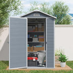 4x6ft Outdoor Storage Shed, Resin Patio Furniture Storage with Lockable Door, All-Weather，Garden Shed Kit with Reinforced Floor & Natural Light Window，UV Protection， (Gray, 4x6ft)