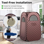 Giantex Portable Sauna, Full Body Steam Sauna w/ 3L Steam Box, Remote Control, Wood Foot Roller & Foldable Chair, Pop-Up Sauna Box for Single Person, Lightweight Personal Sauna Tent for Home (Coffee)