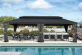 PURPLE LEAF 12' X 28' Large Hardtop Gazebo Aluminum Gazebo with Galvanized Steel Double Roof for Patio Lawn and Garden, Curtains and Netting Included Grey