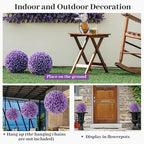 Goplus 11 Inch Topiary Balls Artificial Outdoor Set of 2, Faux Boxwood Ball, Fake Plant Sphere, Round Artificial Plant Balls for Front Door, Porch, Backyard, Balcony, Home Décor (Purple)