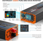 2500W Pure Sine Wave Inverter, Car Power Inverter 12V to 110V 120V, DC to AC Converter Generator with AC Outlets 3.0A USB Type-C, Remote Controller LCD Display Truck Inversor for Vehicles, RV