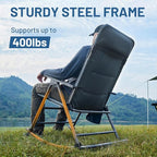TIMBER RIDGE Oversized Folding Rocking Camping Chair, Padded Outdoor Rocker with High Back, Portable Outdoor Chair for Patio, Garden, Lawn, Supports up to 400 lbs, Blue, 2 Pack