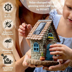 My Fairy Garden Kit – 11-Piece Fairy House Set - 7.1" High Fairy House for Outside with Open Door & Solar Light, Fairy & Dog Figurines, Mushrooms & Miniature Accessories – Outdoor Decor Gift