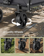 SONGMICS Small Collapsible Wagon with 400 lb Dynamic Weight Capacity, Foldable Wagon Cart, Folding Camp Cart with Wheels, for Outdoor, Yard, 90 L, Slate Gray UGFW909G01