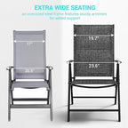 UDPATIO Patio Folding Dining Chairs Set of 2, Folding Lawn Chairs for Adults with Padded All Weather Breathable Textilene, Dark Gray