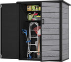 Outdoor Storage Shed, 56.8 Cu.Ft Resin Shed, 4.6 x 5.6 FT Waterproof Garden Tool Shed with Double Doors & Adjustable Shelves, Backyard Storage Cabinet for Tools, Bikes & Patio Furniture (Darkgray)