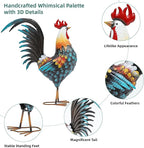 32in Metal Rooster Decor, Outdoor Garden Statues, Metal Chicken Sculpture for Backyard Patio Garden Kitchen Décor
