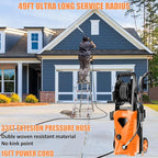 5000PSI Pressure Cleaner - 2025 New Power Cleaner with Upgraded 33ft Pressure Cleaner Hose Reel, Foam Cannon, 4 Nozzle Set, Power Cleaner for House/Patios/Car/Fence, Orange
