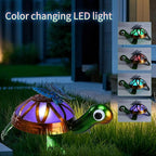 Solar Garden Outdoor Statues with Butterfly, Metal Garden Turtle Statue Solar Lights Outdoor Tortoise Figurines for Patio, Lawn, Yard Ornament, Housewarming Gifts