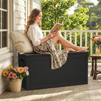 YITAHOME 60 Gallon Resin Deck Box, Weather Resistant Outdoor Rattan Storage Box, Lockable Indoor Outdoor Storage for Supplies and Essentials, Black