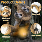 Adorable Sloth Hanging Garden Statue Outdoor Decorative Sculpture, Solar Light Outdoor Waterproof, Garden Decorations Home Patio Yard Outdoor, Relaxed Sloth Gifts for Mom