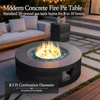 UPHA 42-inch Outdoor Propane Gas Fire Pit Table 50000 BTU Concrete Round FirePit for Outside Patio with Propane Tank Cover, Navyblue Fire Glass, Rain Cover, Grey Texture