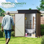 5X3FT Outdoor Steel Storage Shed with Lockable Doors, One Window,Ideal for Garden, Backyard, Patio Storage,Brown