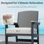 7 Piece HDPE Outdoor Dining Set for 6, 64” All Weather Wood-grain Dining Table, 6 Wicker Rattan Chairs with 3.2” Waterproof Cushion, Patio Table and Chairs Set for Backyard and Deck, Black
