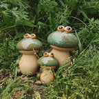 Frog Statues for Garden, Ceramic Frog Garden Decor for Outside, Cute Outdoor Yard Decorations Set of 3, Yard Decorations Gifts for Women, Mom, Grandma, Family and Friends (Green)