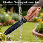 YANG Hori Hori Garden Knife, 7" Stainless Steel Gardening Knife with Oxford Cloth Sheath, Full Tang Beechwood Handle EDC Garden Tool for Dividing Plants & Weeding, Forked Tip for Transplanting