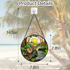 Stained Glass Window Hanging, Frog Playing Guitar Suncatcher Diamond Glass Panel Funny Sun Catchers Decor for Birthday for Women, Men, Wife, Aunt, and Mom 6.3 in