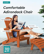 SERWALL Adirondack Chair with Cup Holders - Composite Adirondack Chairs Set of 6 HDPE Outdoor Chairs All Weather Use- Orange