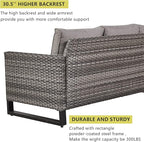 HUMMUH 6 Piece Patio Furniture Outdoor Sectional Sofa Set All-Weather Wicker Outdoor Chairs with End Table Ottomans for Patio,Porch,Garden,Backyard