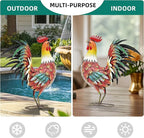 21in Metal Rooster Yard Decor, Outdoor Garden Statues, Metal Chicken Sculpture for Backyard Garden Patio Kitchen Décor