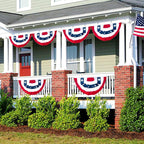 3x6Ft American Bunting Flags Outdoor, Patriotic Bunting for 4th of July Decorations, Memorial Day Patriotic Decorations, USA Pleated Fan Flag for Outdoor Indoor Use (Set of 3)