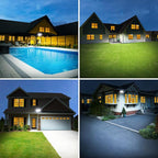 Onforu 100W Dusk to Dawn Outdoor Lighting, 9000LM Exterior Led Flood Lights, IP65 Waterproof 3 Adjustable Heads Security Black Lights Fixture, 6500K Photocell Floodlights for Garage, Patio, Yard