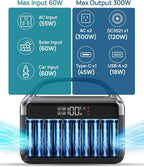 Portable Power Station 300W (600W Surge) with 40W Solar Panel, 192Wh Solar Generator with LiFePO4 Battery, 5.5 lb Power Bank for Laptop and Emergency Backup