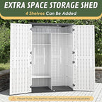 KAMABOKO Outdoor Storage Cabinet 55 Cu.Ft Outdoor Trash Can Storage Shed Waterproof Horizontal Storage Shed Outdoor Storage for Backyard, Patio, Poolside (White)