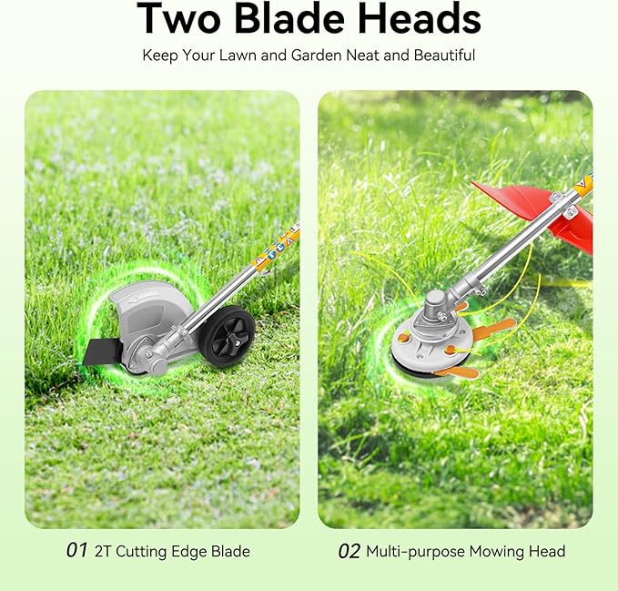 Gas Weed Eater, 43CC 2-Stroke Engine Weed Trimmer Brush Cutter Lawn Edge 8500RPM Air-Cooled Multi Functional Gas Powered String Trimmer for Agriculture Forestry & Landscaping