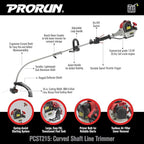 PRORUN 25.4cc 15-in. Gas-Powered 2-Cycle Curved Shaft Trimmer (PCST215)
