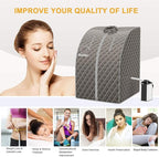 Giantex Portable Steam Sauna, Personal Therapeutic Sauna for Detox, Temperature & Timer Adjustable, 800W Sauna Box Spa w/Chair, 3L Steamer,Massage Roller,Mat,Remote Control, Home Sauna Tent (Gray)