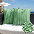 Kevin Textile Outdoor Waterproof Throw Pillow Covers Pack of 2 Farmhouse Decorative Cushion Covers for Garden Patio Tent Balcony Bench Couch Sofa 20x20 Inch, Sage Green
