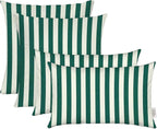 RSH DECOR: Sunbrella Lumbar & Square Pillows Set of 4 | 20" x 12" & 17" x 17" | Water and Fade-Resistant Performance Fabric | Outdoor Throw Pillows for Patio Furniture | Mason Forest Green