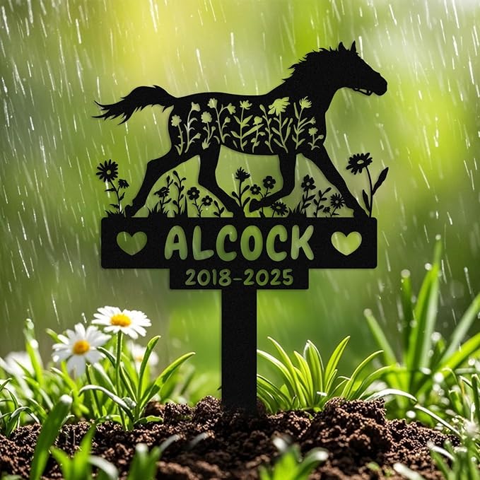 Personalized Horse Memorial Stake,Pet Plaque for Horse Lover,Metal Horse Grave Marker,Remembrance Stake,Outdoor Garden Yard Sign Horse 12inch