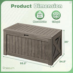 Greesum 120 Gallon Outdoor Storage Box with Lock - Large Resin Deck Box, Reinforced Lid for Garden, Patio, Lawn, Coffee