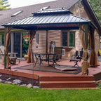 YOLENY 10'x13' Hardtop Gazebo with Galvanized Steel Double Roof, Pergolas Aluminum Frame, Netting and Curtains Included, Metal Outdoor Gazebos for Garden, Patios, Lawns, Parties