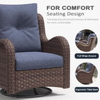 LayinSun 9 Pieces Outdoor Patio Furniture Set, Rattan Wicker Sectional Swivel Rocker Chairs Sets with Ottomans, Swivel Glider Chairs and Coffee Table