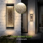 ASD LED 18 Inch Bubble Glass Wall Light Fixture | 22W 520LM 3000K-5000K 100-277V | 3CCT, Waterproof, Dimmable, Up-Down Glow, ETL Listed | Exterior Flush Mount Sconce, Outdoor-Indoor Lighting | Black