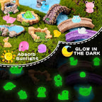 120pcs Luminous Mini Resin Animals 20 Types to Hide Miniature Resin Animals Figures Glow in the Dark Tiny Ducks Owls Frogs Bulk for Micro Landscape Dollhouse Aquarium Potted Fairy Garden DIY Decor