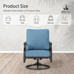 HERA'S HOUSE Outdoor Chairs Set of 2, 2 x Patio Chair with Navy Blue Cushions, All Weather Outdoor Furniture for Lawn Garden Backyard Deck(Swivel Chairs)