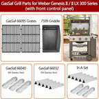 GasSaf 18.75" Grill Grates for Weber Genesis II/LX 300 Grills, Cast Iron Grates for Genesis II E/S 310 315 320 325 340, Replacemenet Parts for Weber 66095 66802 66805 (18.75"x13.25" Each), 2-Pack
