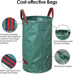 3-Pack 72 Gallon Yard Waste Bags, Reusable Heavy Duty Collapsible Garden Leaf Bags with Plastic Ring,with Gardening Gloves,Stand-Up Yard Waste Bin for Leaves, Lawn Debris & Grass Clippings