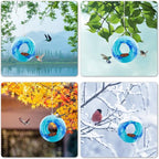 VCUTEKA Bird Feeder Solar Fly Through Birds Feeders for Outside Hanging with Round Shape Glass Container to Attract More Wild Birds for Garden Decor, Solar Birdfeeder as Gift for Bird Lovers, 8-Inch