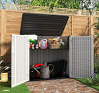 KINYING Horizontal Outdoor Storage Shed,47 Cu.ft Resin Outdoor Storage Cabinet Waterproof for Garden/Patio/Backyards